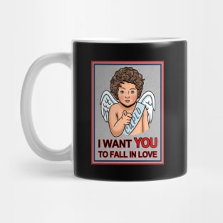 Cute Cupid Valentine Love I Want You Vintage Retro Poster Mug